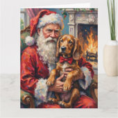 Santa Claus Holding Otterhound Christmas Art カード (正面)