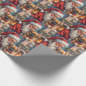 Santa Claus Holding Pekingese Christmas Art ラッピングペーパー (角)