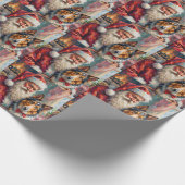 Santa Claus Holding Rough Collie Christmas Art ラッピングペーパー (角)
