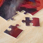 Santa Claus Holding Russian Blue Cat Christmas Art ジグソーパズル (側面)