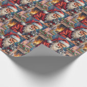 Santa Claus Holding Russian Blue Cat Christmas Art ラッピングペーパー (角)