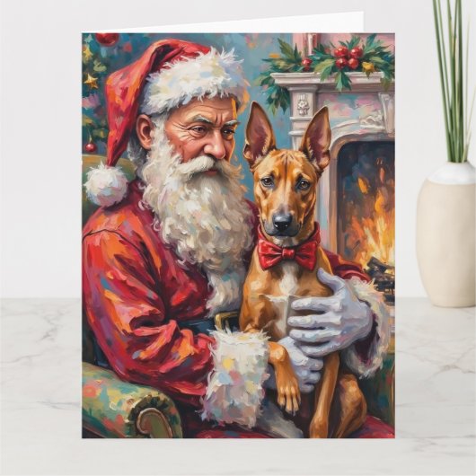Santa Claus Holding Thai Ridgeback Christmas Art カード (正面)