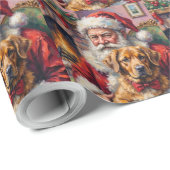 Santa Claus Holding Tibetan Mastiff Christmas Art ラッピングペーパー (ロールコーナー)