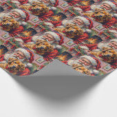 Santa Claus Holding Tibetan Mastiff Christmas Art ラッピングペーパー (角)