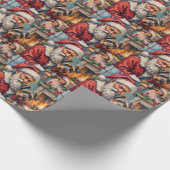 Santa Claus Holding Tibetan Terrier Christmas Art ラッピングペーパー (角)