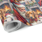 Santa Claus Holding Vizsla Christmas Art ラッピングペーパー (ロールコーナー)