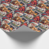 Santa Claus Holding Vizsla Christmas Art ラッピングペーパー (角)