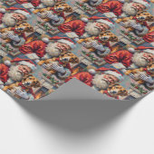 Santa Claus Holding Wolfhound Christmas Art ラッピングペーパー (角)