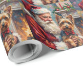 Santa Claus Holding Yorkshire Terrier Christmas ラッピングペーパー (ロールコーナー)