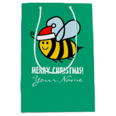 Santa Claus honey bee Christmas gift bag design ミディアムペーパーバッグ (正面)