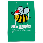 Santa Claus honey bee Christmas gift bag design ミディアムペーパーバッグ (裏面)