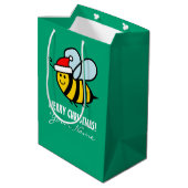 Santa Claus honey bee Christmas gift bag design ミディアムペーパーバッグ (裏面アングル)