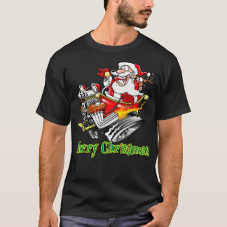 Santa Claus Hot Rod Sleigh Merry Christmas Tシャツ