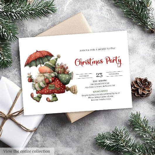 Santa Claus Humor Red Green Festive Printable 招待状
