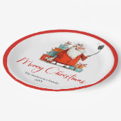 Santa Claus Humor Red White Christmas Paper Plates ペーパープレート (アングル)