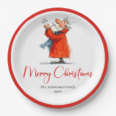 Santa Claus Humor Stylish Christmas Paper Plates ペーパープレート (正面)