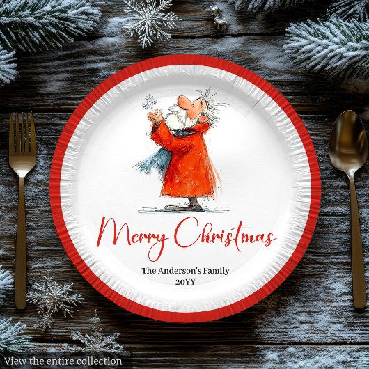Santa Claus Humor Stylish Christmas Paper Plates ペーパープレート
