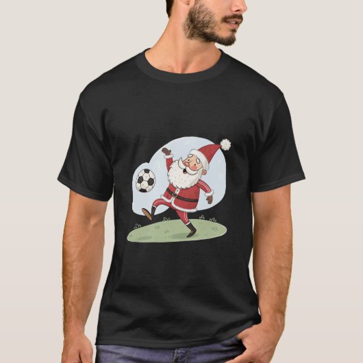 Santa Claus in Action: Playing Christmas Soccer Tシャツ (正面)
