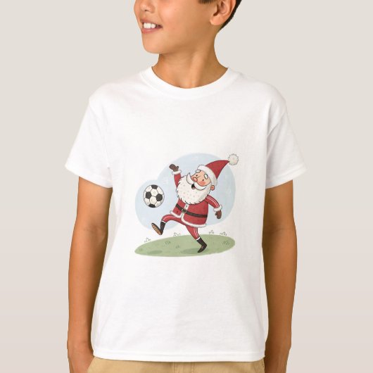 Santa Claus in Action: Playing Christmas Soccer Tシャツ (正面)