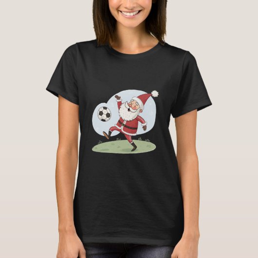 Santa Claus in Action: Playing Christmas Soccer Tシャツ (正面)