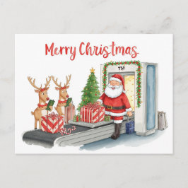Santa Claus in at the airport シーズンポストカード