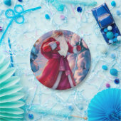 Santa Claus in forest ペーパープレート (パーティー)