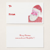 Santa Claus in Pointillismクリスマスギフトタグ (正面&裏面)