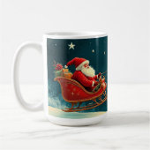 Santa Claus in sleigh with reindeer コーヒーマグカップ (左)