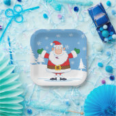 Santa Claus in Snowy Winter Scene ペーパープレート (パーティー)