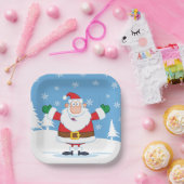 Santa Claus in Snowy Winter Scene ペーパープレート (パーティー)