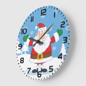 Santa Claus in Snowy Winter Scene ラージ壁時計 (傾斜)