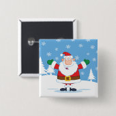 Santa Claus in Snowy Winter Scene 缶バッジ (正面&裏面)