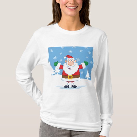 Santa Claus in Snowy Winter Scene Tシャツ (正面)