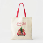 Santa Claus Is Coming To Town Red Truck トートバッグ (正面)