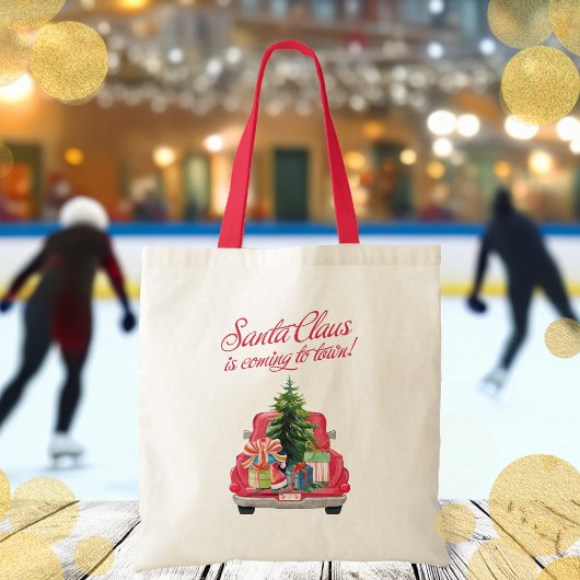 Santa Claus Is Coming To Town Red Truck トートバッグ