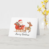Santa Claus is coming whimsical Greeting Card カード (黄色い花)