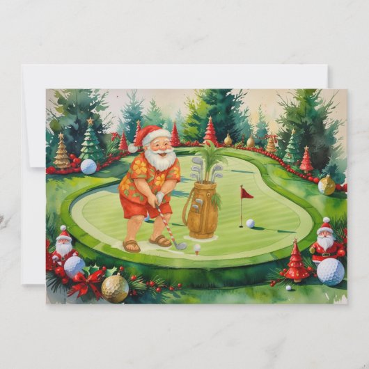 SANTA CLAUS is golfing Christmas Holiday  招待状 (正面)