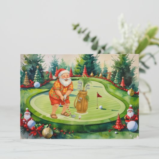 SANTA CLAUS is golfing Christmas Holiday  招待状 (スタンド正面)