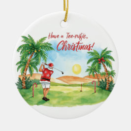 Santa Claus is golfing Christmas in Florida セラミックオーナメント