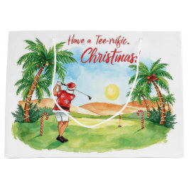 Santa Claus is golfing Christmas in July  ラージペーパーバッグ