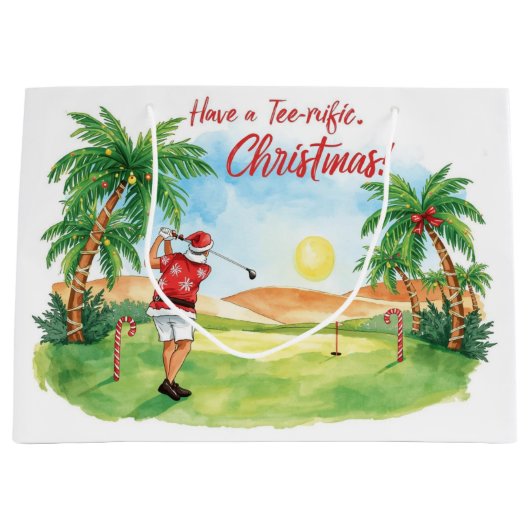 Santa Claus is golfing Christmas in July  ラージペーパーバッグ (正面)