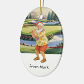 Santa Claus is golfing on golf course at Baunker セラミックオーナメント (左)