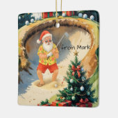 Santa Claus is golfing on golf course at Baunker セラミックオーナメント (左)