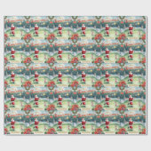 Santa Claus is playing tennis Christmas Holiday ラッピングペーパー (フラット)