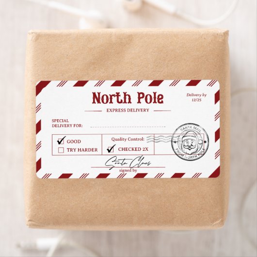 Santa Claus Mail North Pole Christmas ラベル (インサイチュ)