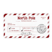 Santa Claus Mail North Pole Christmas ラベル (正面)