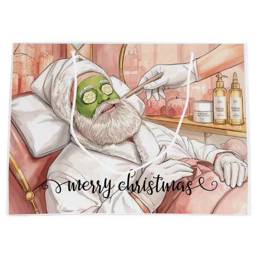 Santa Claus Merry Christmas from Spa in California ラージペーパーバッグ (正面)