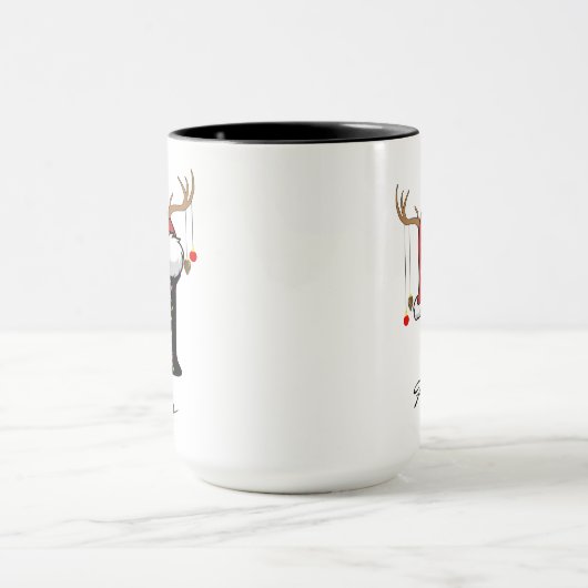 Santa Claus Monogram Mug Custom Gift for Him & Her マグカップ (中央)