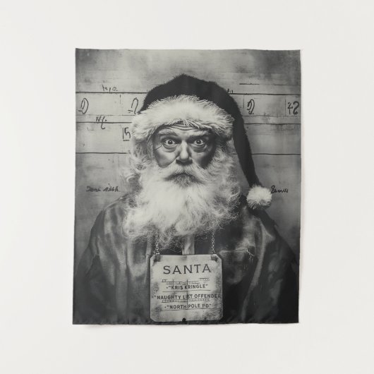 Santa Claus Mugshot:リストいけなが間違って表示 タペストリー (正面)