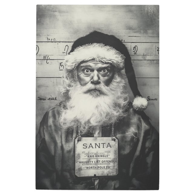 Santa Claus Mugshot：リストいけなが間違って表示 メタルプリント (正面)